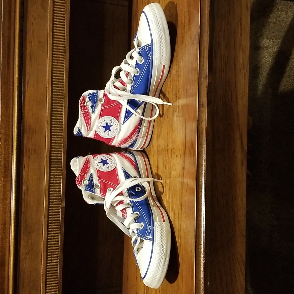 Union Jack British Flag Converse High Top Shoes 4